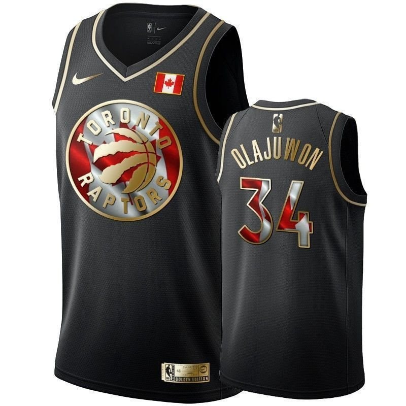 Men's Toronto Raptors Hakeem Olajuwon Canada Day 34 Black Jersey