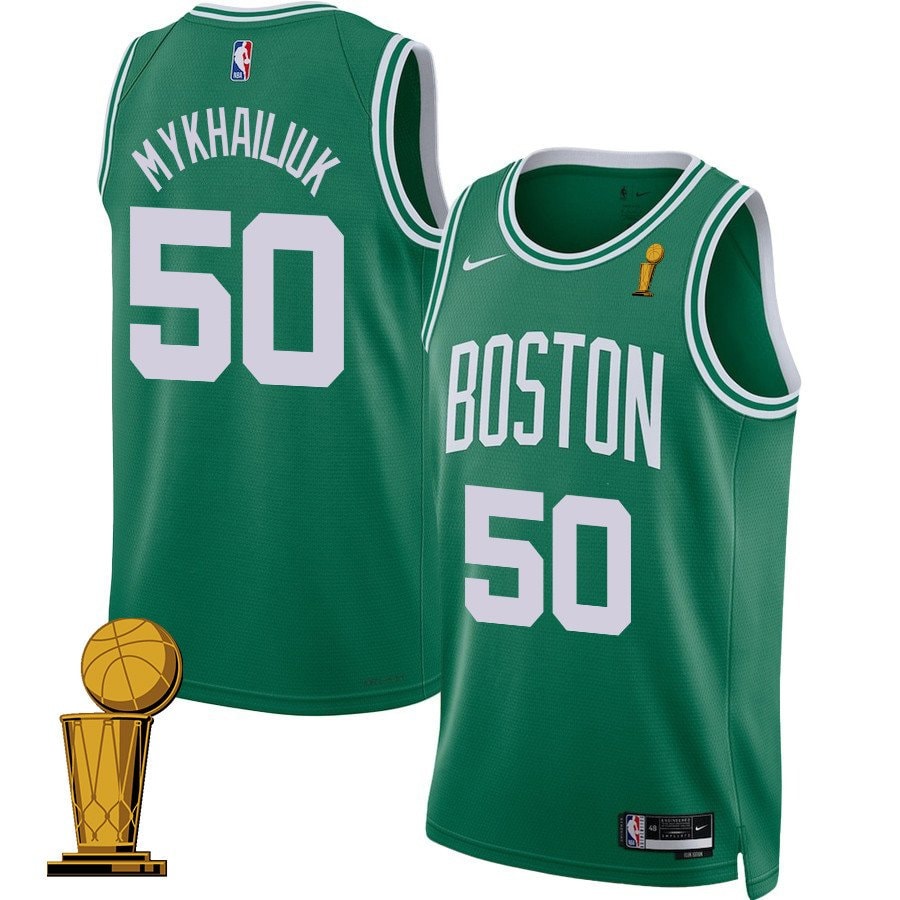 Svi Mykhailiuk 50 Boston Celtics 2024 Finals Champions Jersey Icon Edition Kelly Green