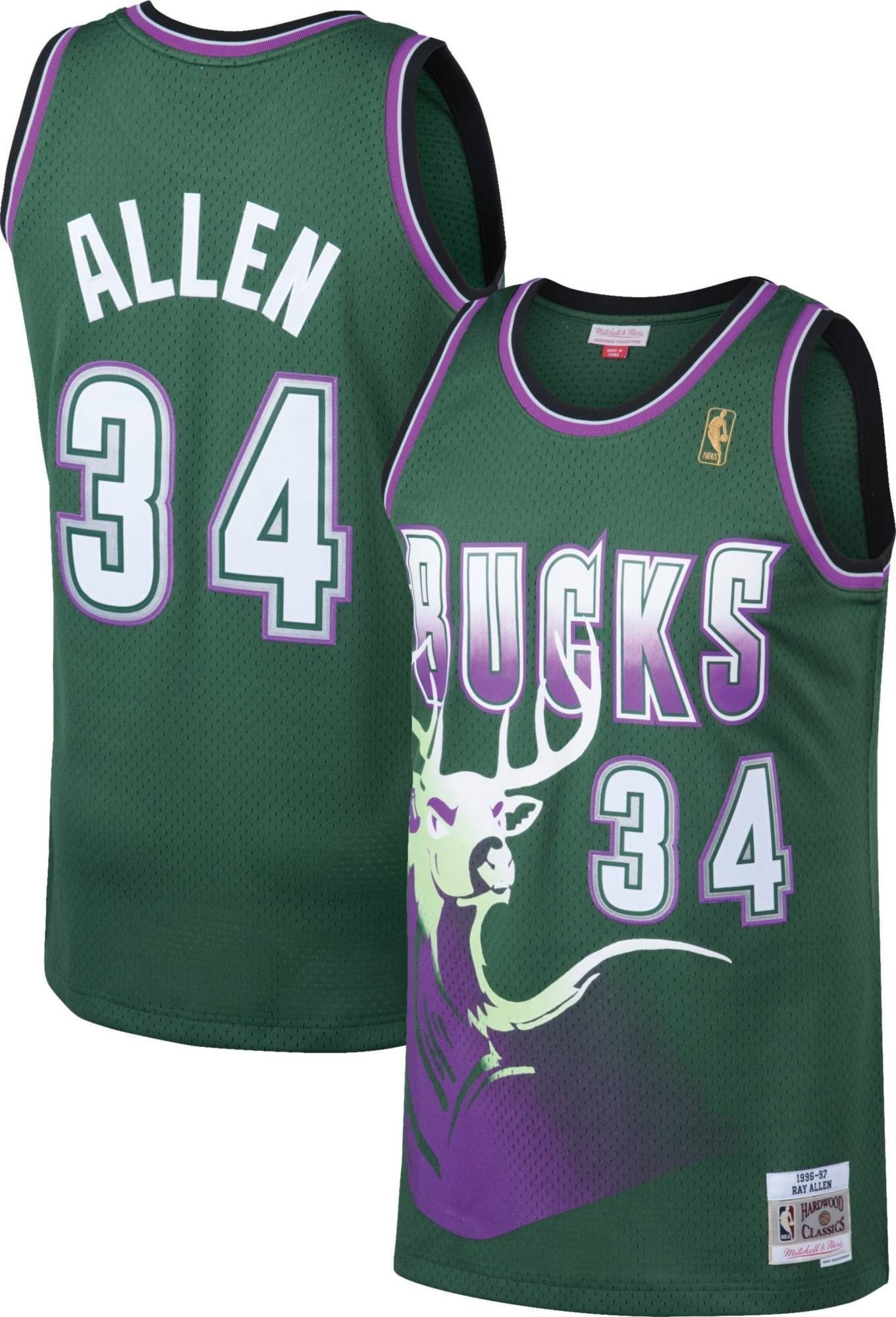 Mitchell Ness Milwaukee Bucks Ray Allen 34 Swingman Jersey Mens S-3XL Multicolor