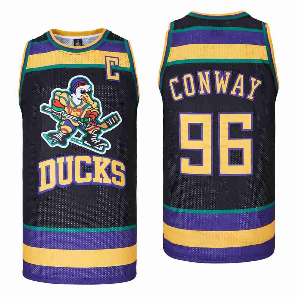 Conway 96 Mighty Ducks Swingman Jersey - Black Unisex Adult Sizes S-3XL