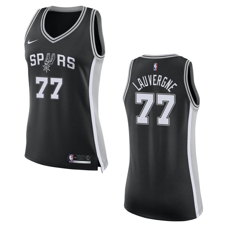 Women's San Antonio Spurs 77 Joffrey Lauvergne Icon Swingman Jersey Black