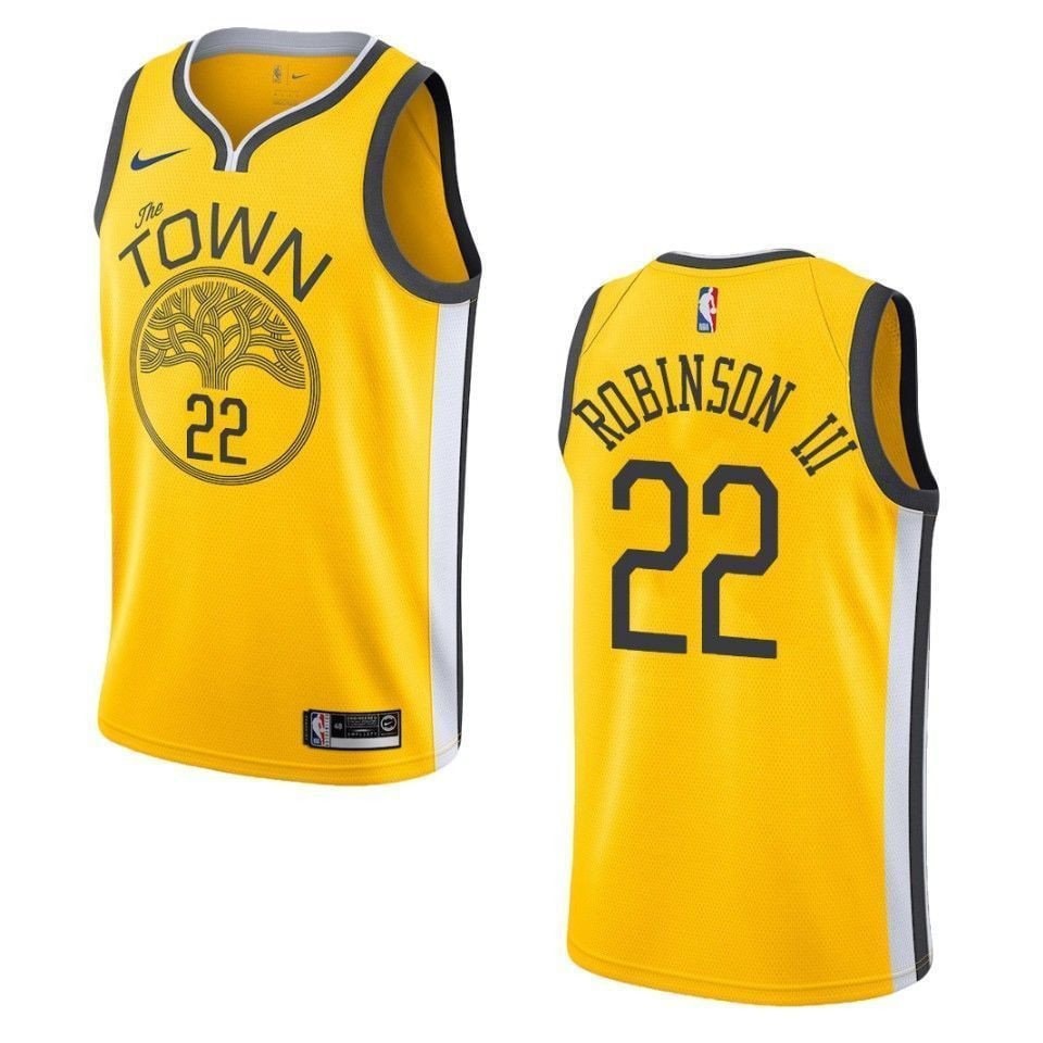 Men's Golden State Warriors Glenn Robinson III #22 Earned Swingman Jersey Yellow Multi Color