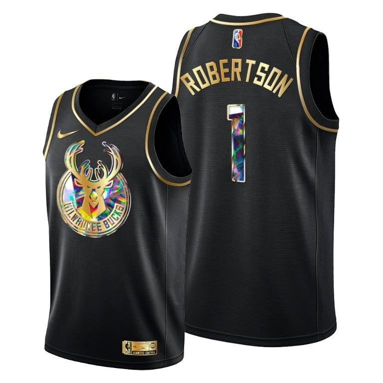 Oscar Robertson Milwaukee Bucks 75th Anniversary Black Jersey Men S-3XL