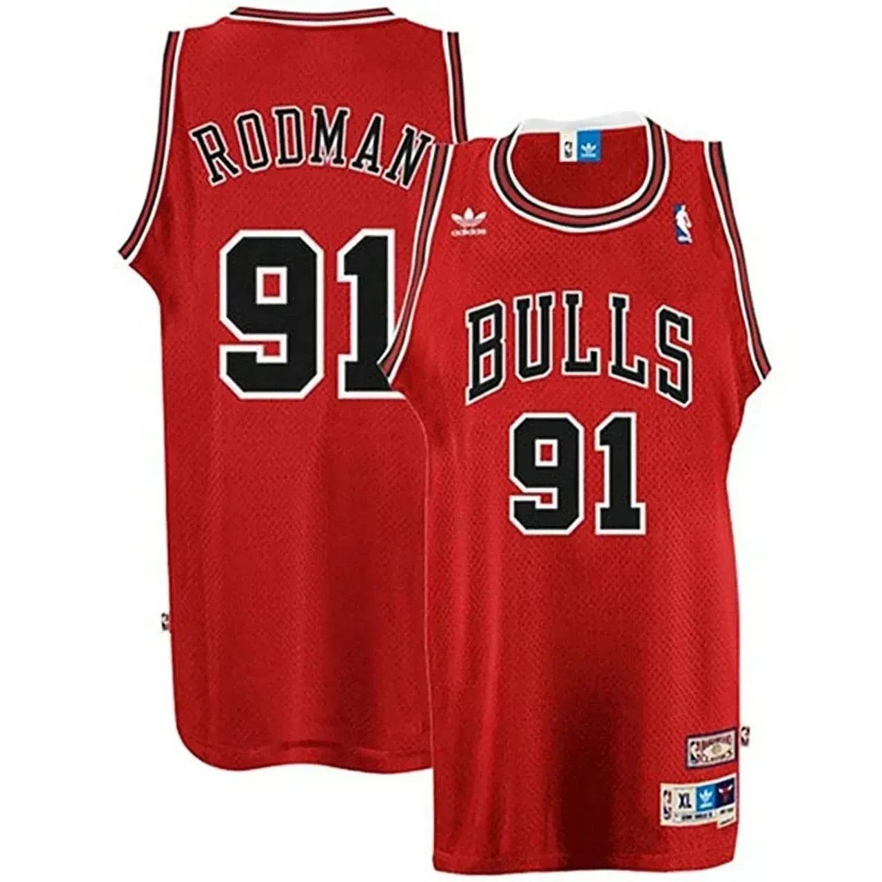 Men's Dennis Rodman Chicago Bulls 91 Red Swingman Jersey
