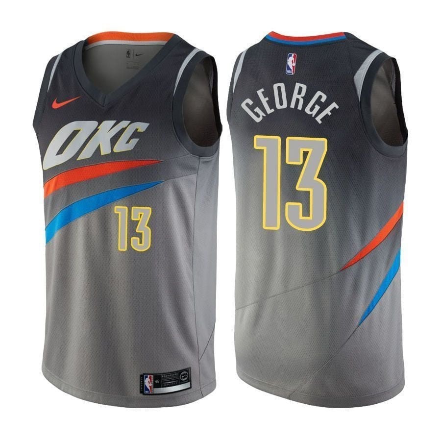 Thunder Paul George 13 City Edition Gray Unisex Jersey - Adult Sizes S-3XL