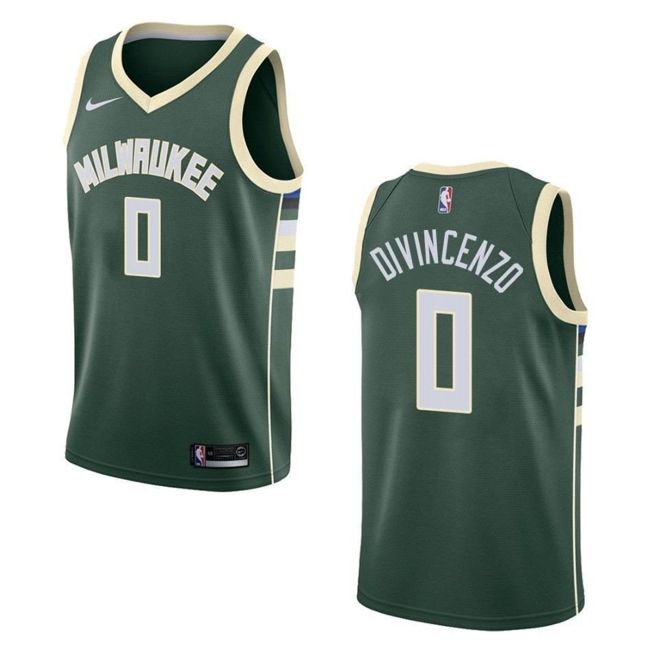 Men's Milwaukee Bucks Donte Divincenzo Icon Swingman Jersey Green Multi Color