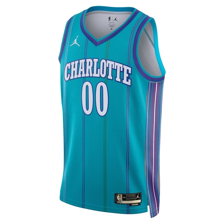 Charlotte Hornets Hardwood Classic Edition Swingman Custom Jersey Teal Unisex