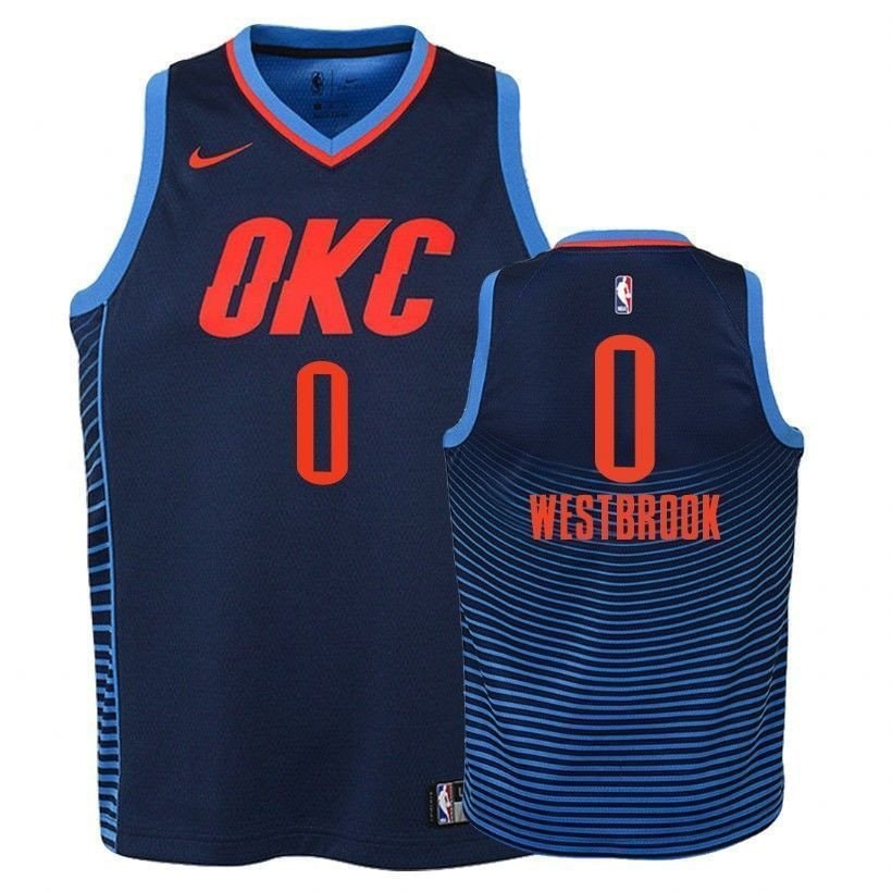 Youth Basketball Team Russell Westbrook 0 Statet Navy Jersey