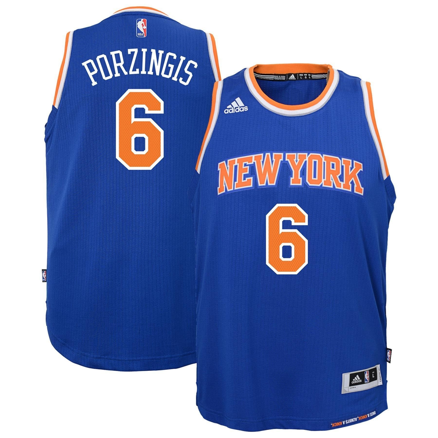 Kristaps Porzingis Basketball Team Youth Road 2014-2015 Swingman Jersey - Blue