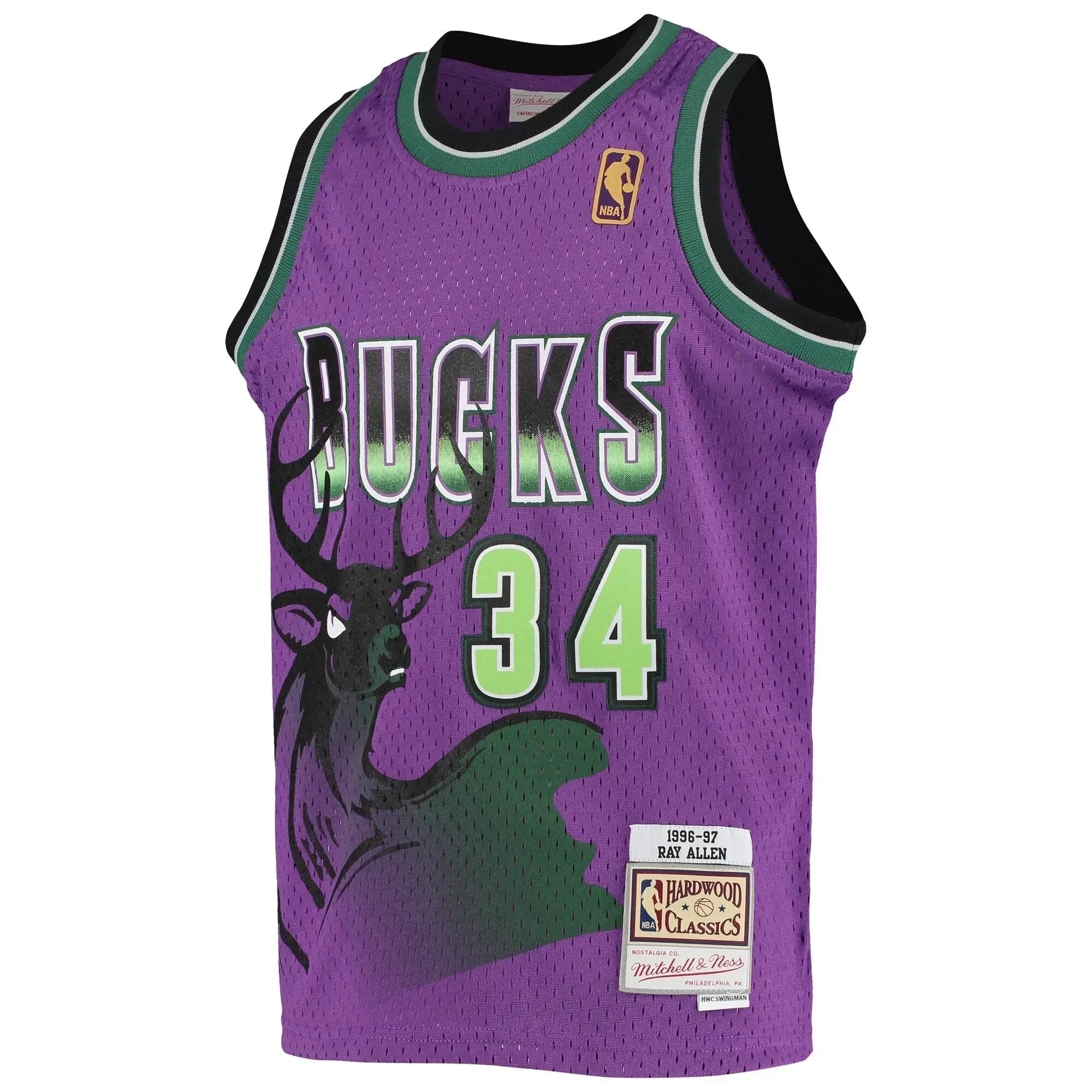 Ray Allen Milwaukee Bucks Mitchell & Ness 1996-97 Hardwood Classics Reload Jersey Purple