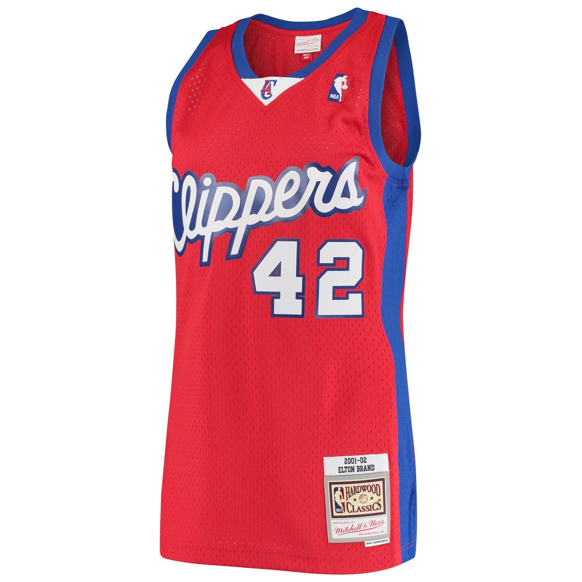 Men's Mitchell & Ness Elton Brand Red LA Clippers 2000/01 Hardwood Classics Swingman Jersey Statement Edition