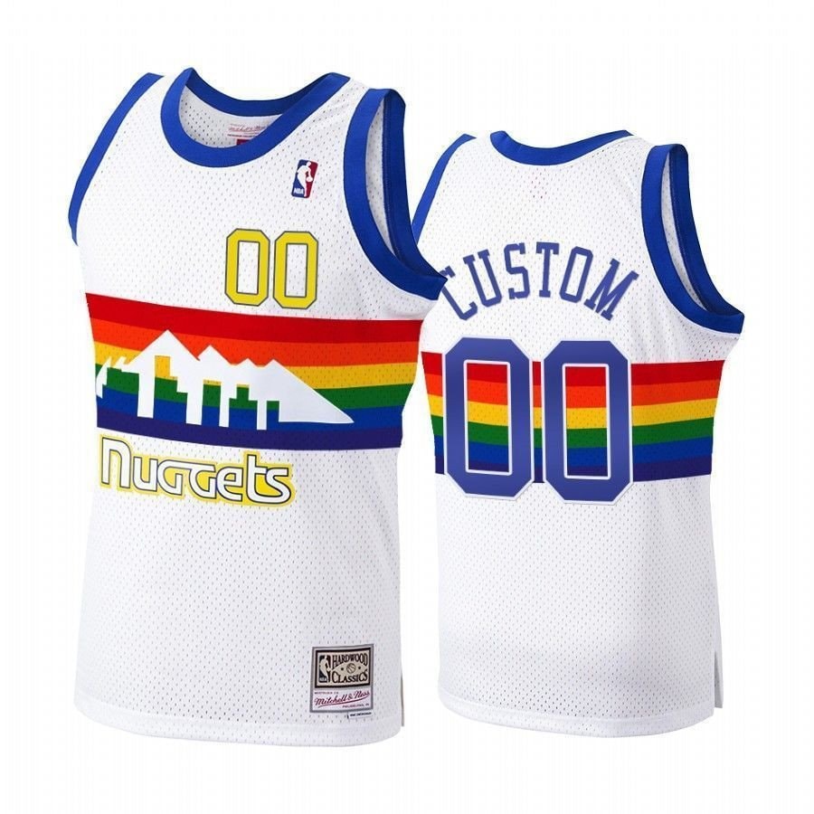 Men's Denver Nuggets Custom 00 Hardwood Classics 1991-92 Jersey Multicolor