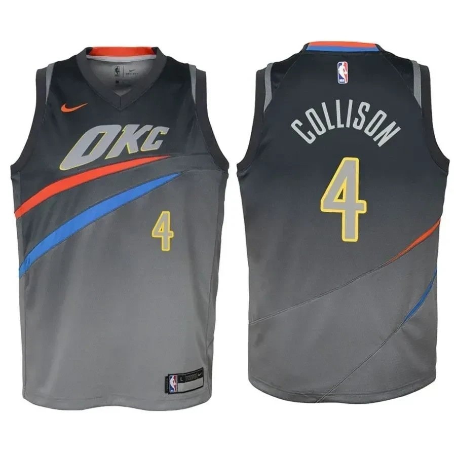 Youth Thunder Nick Collison 4 City Edition Gray Jersey - Unisex Basketball Fan Jersey