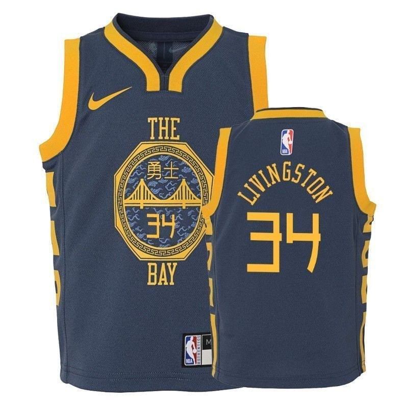 Youth Warriors Shaun Livingston 34 City Navy Jersey - Unisex Multicolor Polyester Athletic Wear