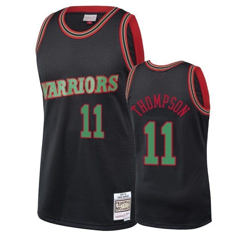 Men's Klay Thompson Warriors #11 Black Christmas Jersey S-3XL
