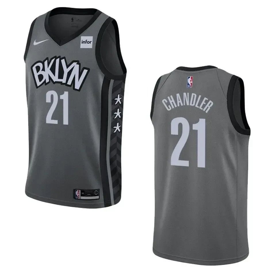 Men's Brooklyn Nets 21 Wilson Chandler Statement Edition Swingman Jersey Gray