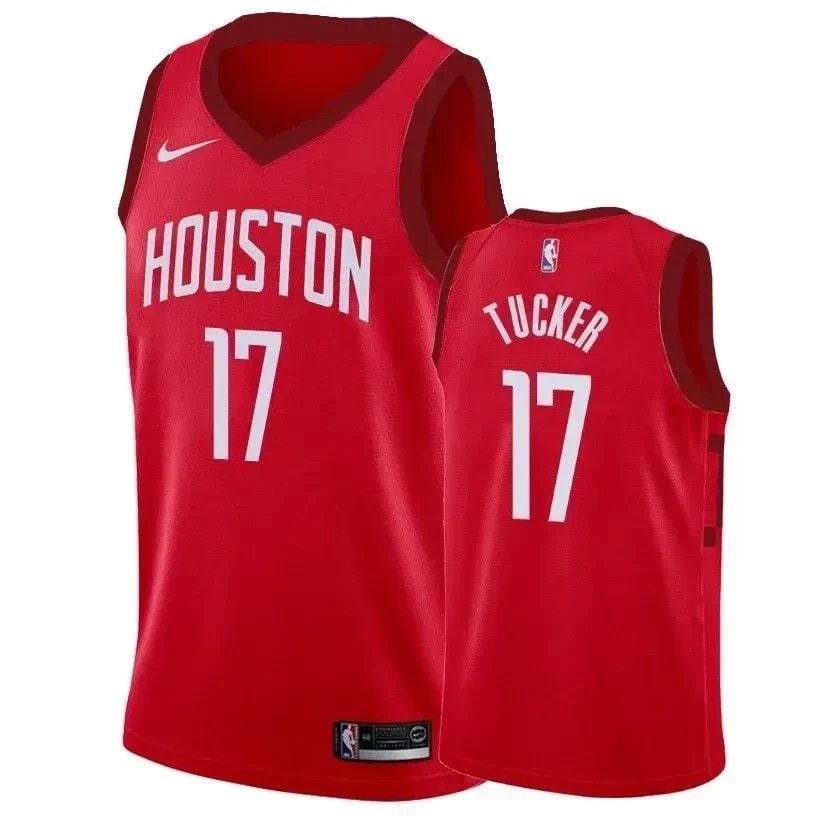 Men's P.J. Tucker #17 Earned Edition Red Rockets Jersey