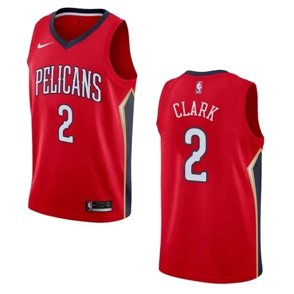 Men's New Orleans Pelicans Ian Clark Statement Swingman Jersey Red Multi Color
