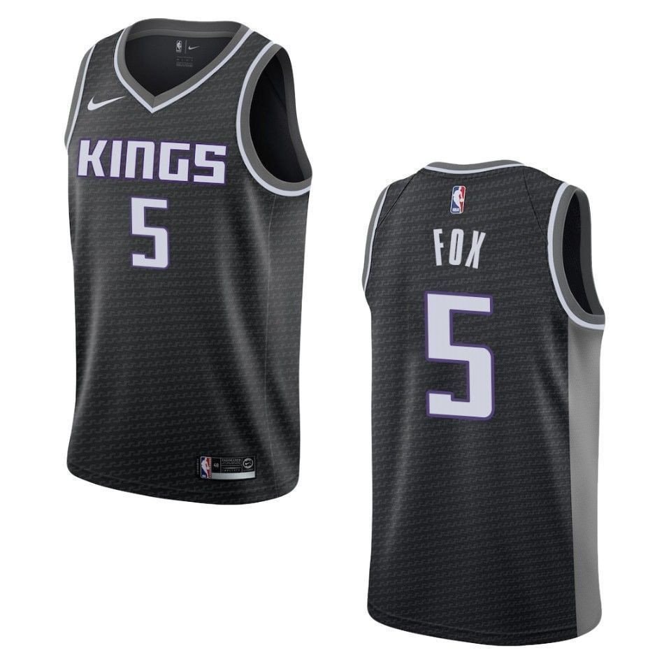 Men's Sacramento Kings De'aaron Fox Statement Swingman Jersey Black S-3XL