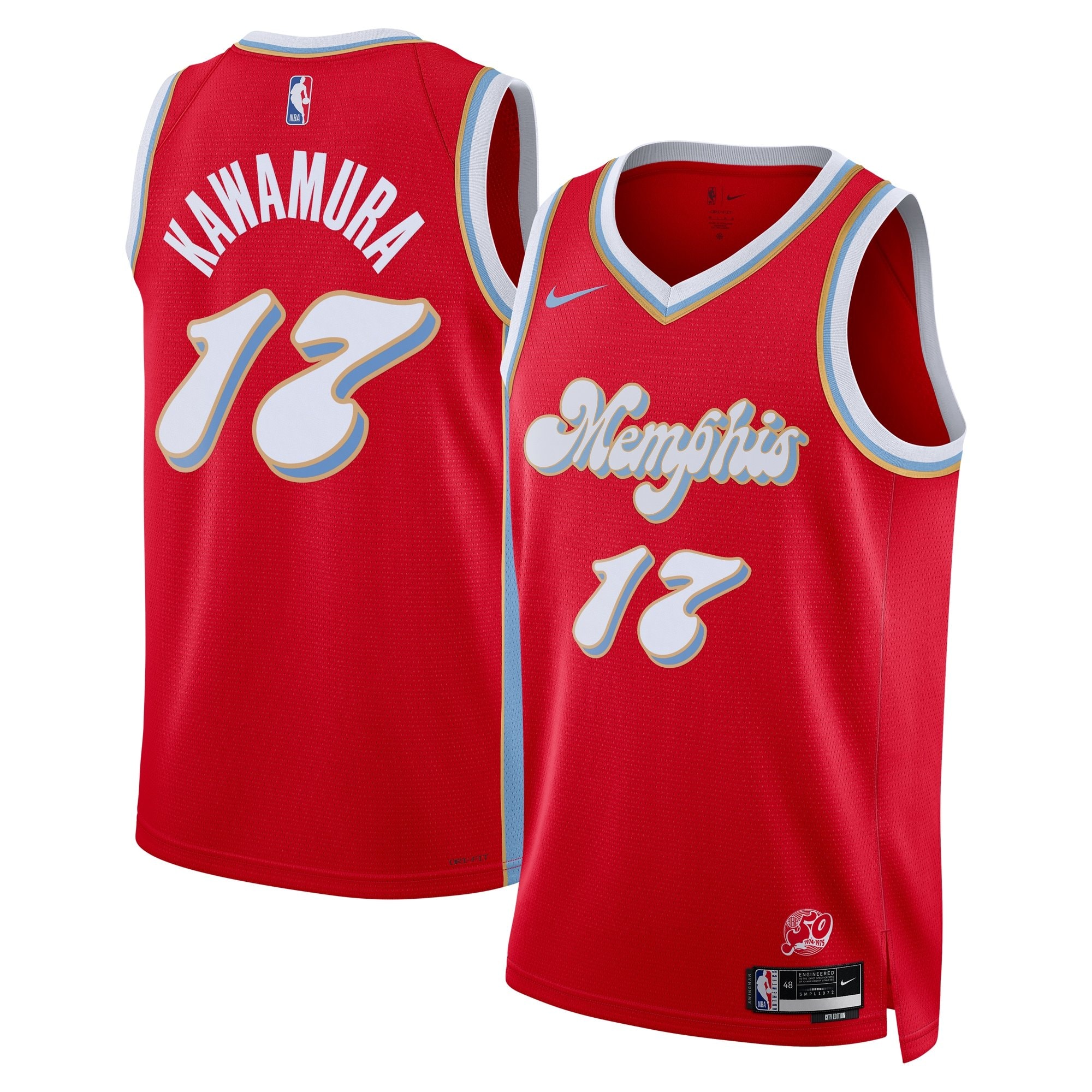 Memphis Grizzlies City Edition Swingman Jersey 2024 Red Yuki Kawamura Unisex