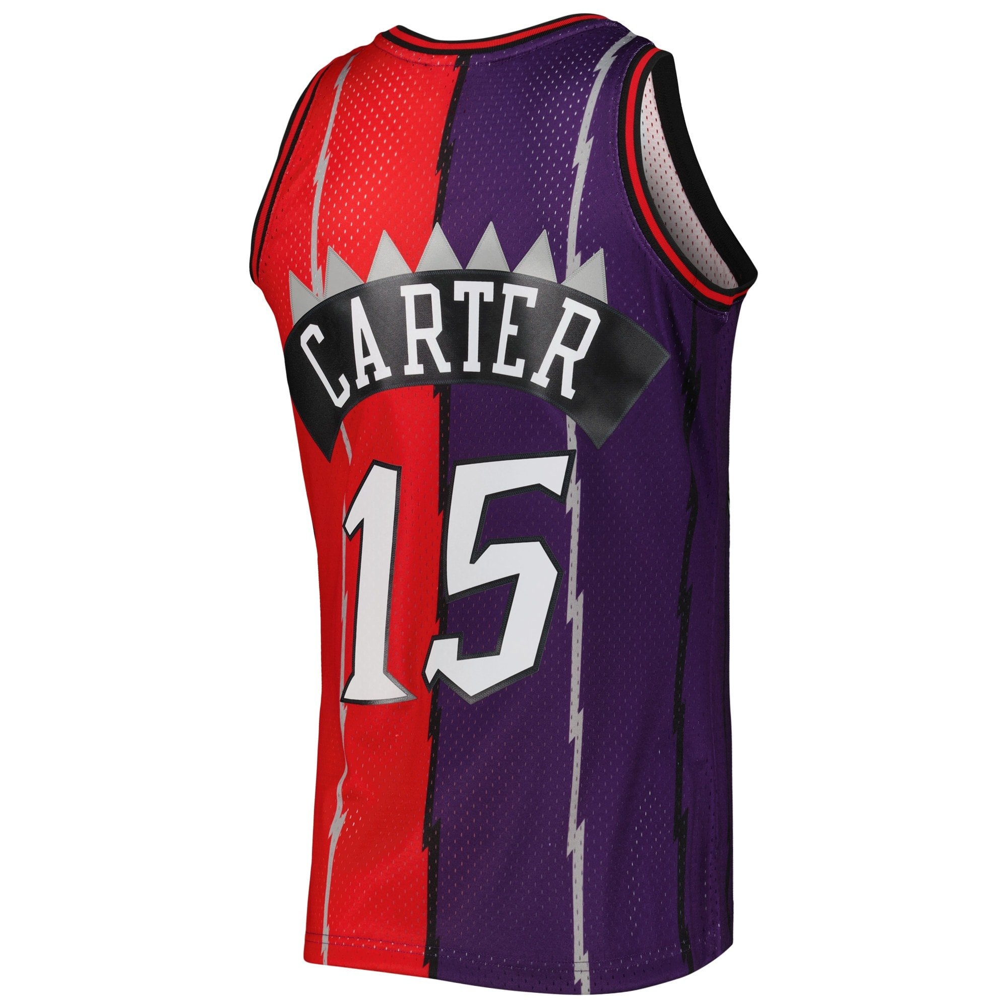 Men's Mitchell & Ness Vince Carter Purple/Red Toronto Raptors 1998/99 Hardwood Classics Split Swingman Jersey