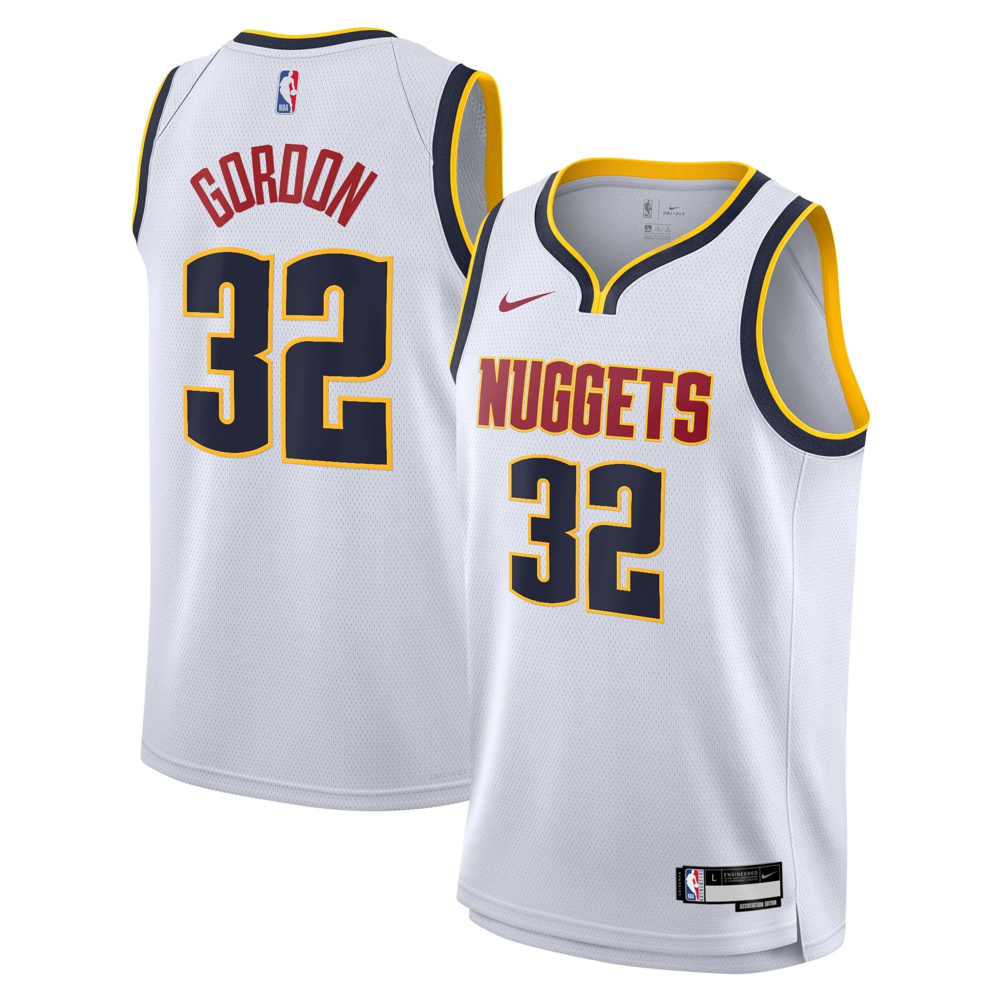 Denver Nuggets Aaron Gordon Association Swingman Jersey White Youth S-3XL
