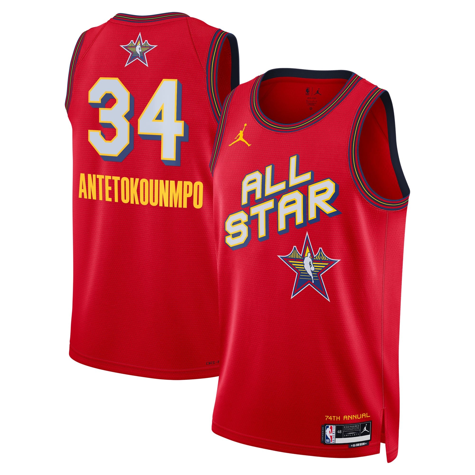 NBA Jordan Brand All Star 2025 Swingman Jersey Red Giannis Antetokounmpo Unisex