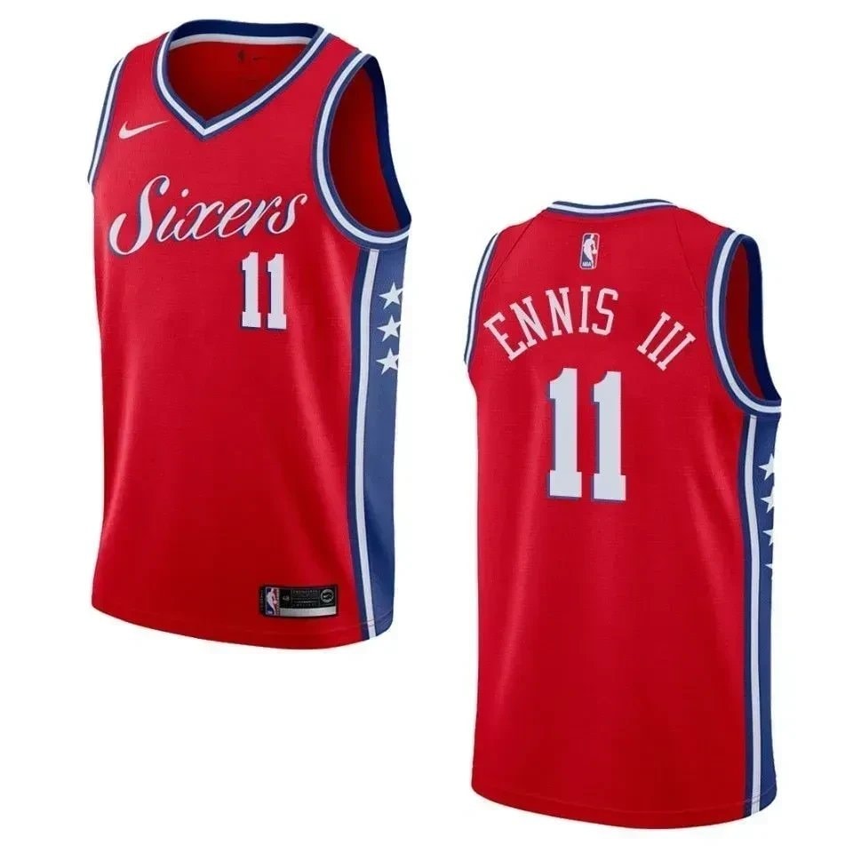 Men's Philadelphia 76ers James Ennis III Statement Swingman Jersey Red - Size S-3XL