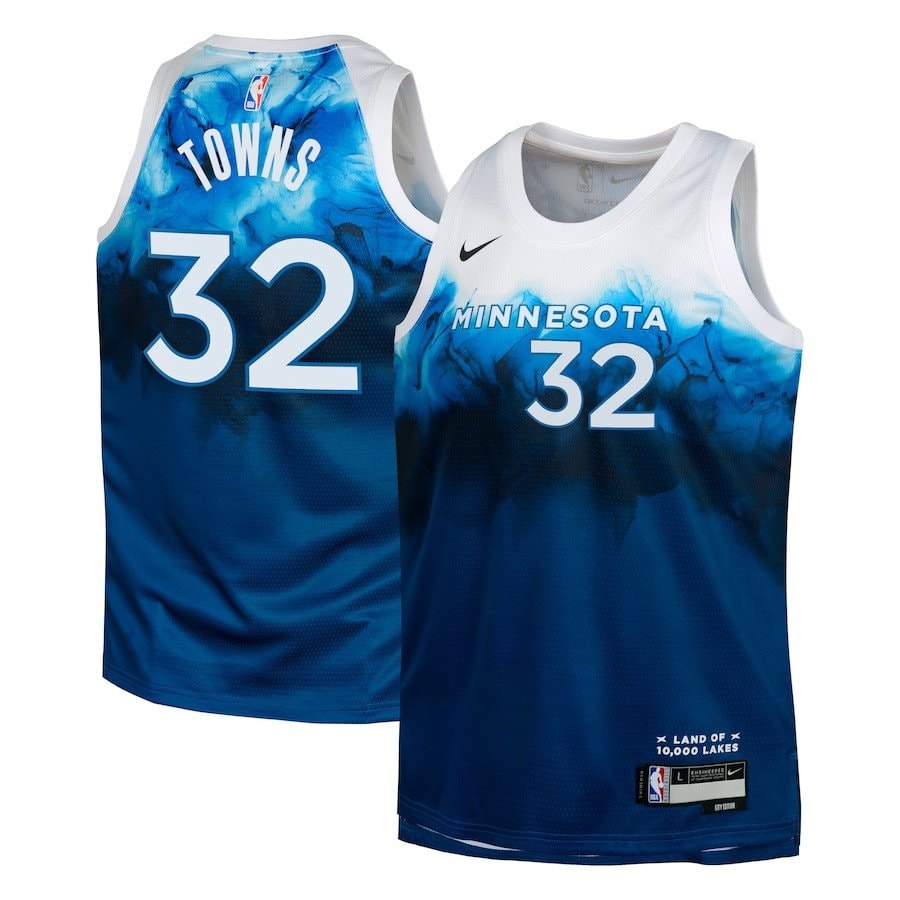 Karl-Anthony Towns 32 Minnesota Timberwolves 2023/24 City Edition Swingman Youth Jersey Blue