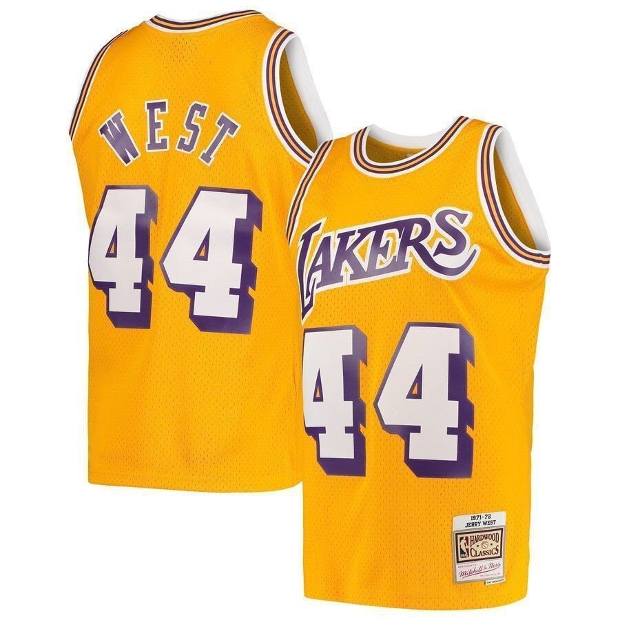 Jerry West Basketball Team Mitchell & Ness Hardwood Classics 1971-72 Swingman Jersey - Gold