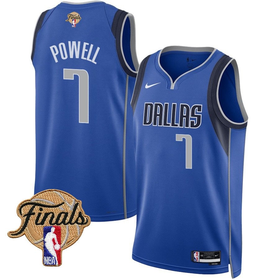 Dwight Powell 7 Dallas Mavericks 2024 Finals Patch Swingman Jersey Icon Edition Blue