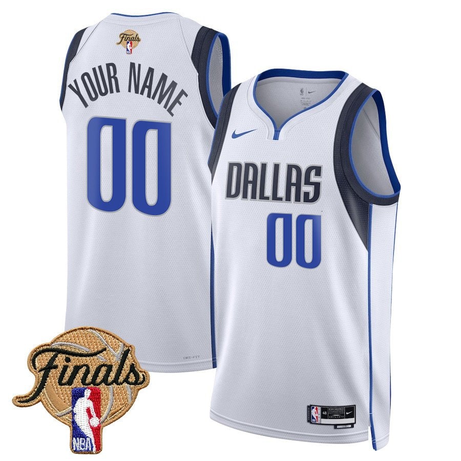 Dallas Mavericks 2024 Finals Patch Swingman Jersey Customized Association Edition White Unisex