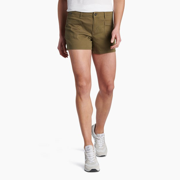Womens Olive/Pavement Stretch Skinny Shorts with Contoured Waistband