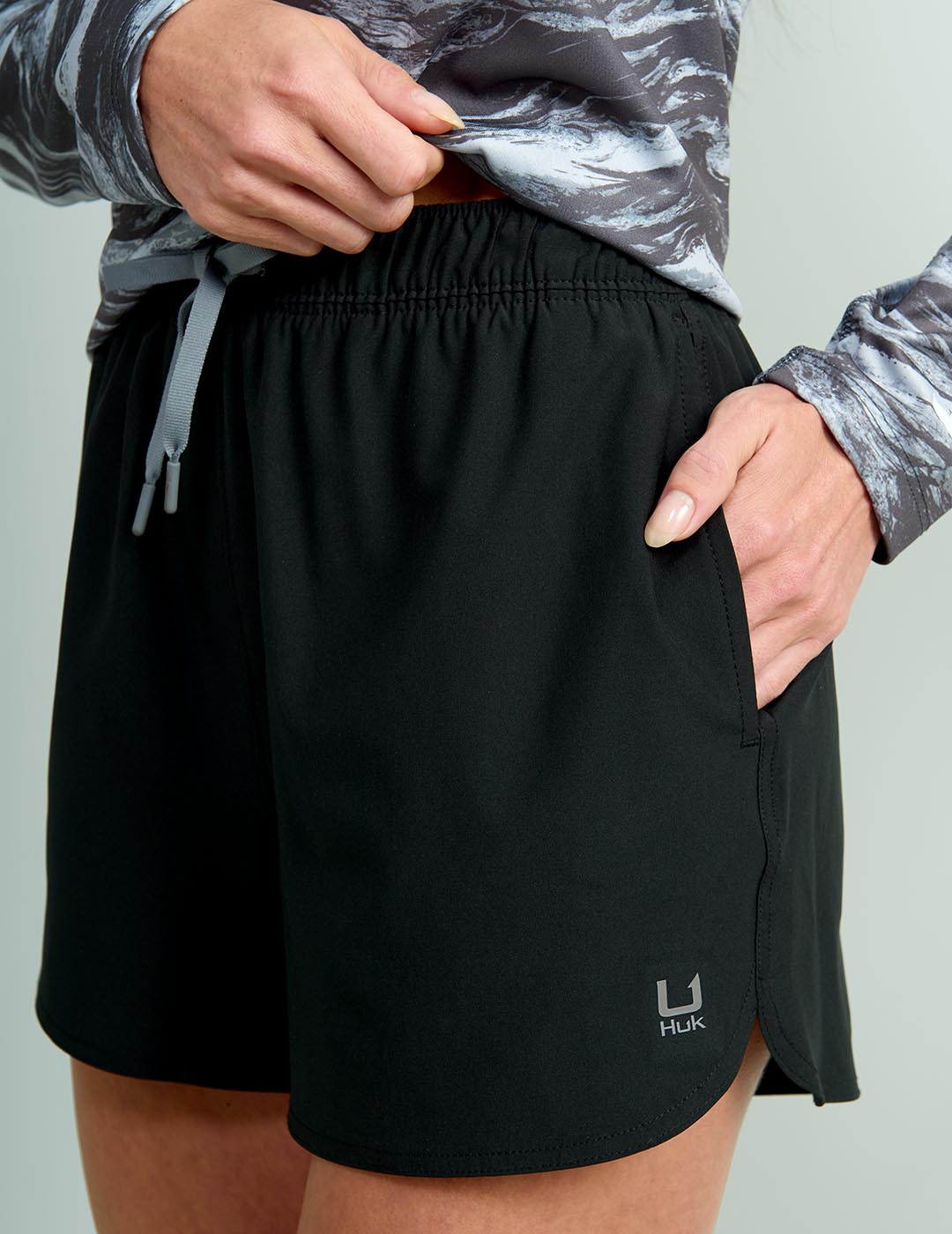 Womens Black Volley Swim Shorts - Comfortable 4-Way Stretch & UPF Protection